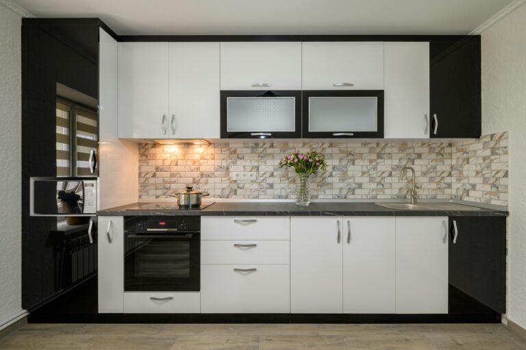 Renovated Interior for modern trendy white kitchen